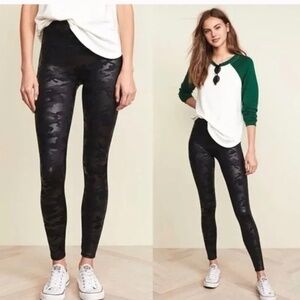 SPANX Women’s Faux Leather Leggings- BlackCamo/ Size X-Small Petite
